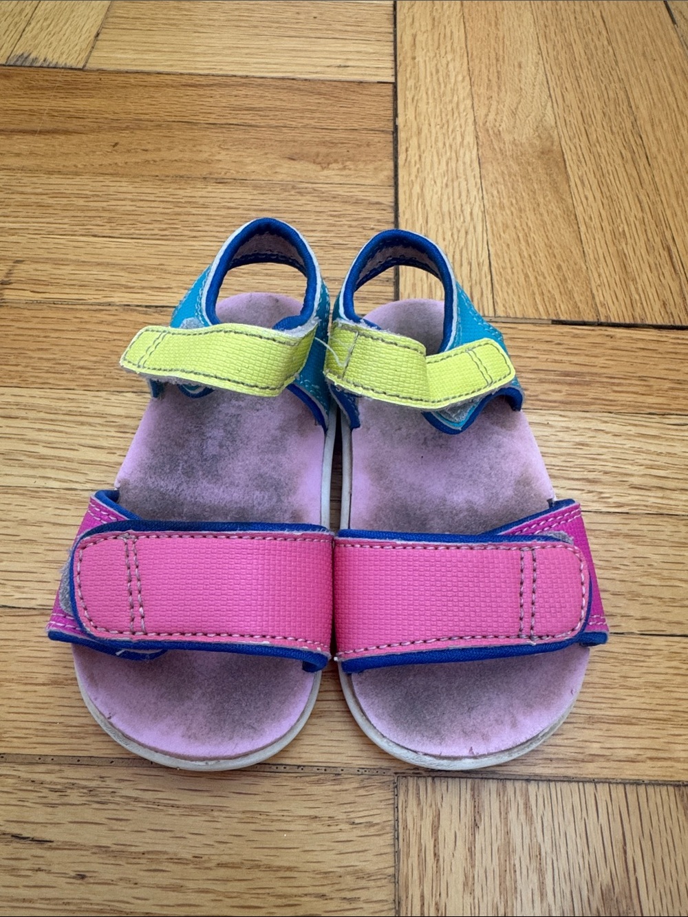 See Kai Run Pink & Lime Girls' Velcro Sandals